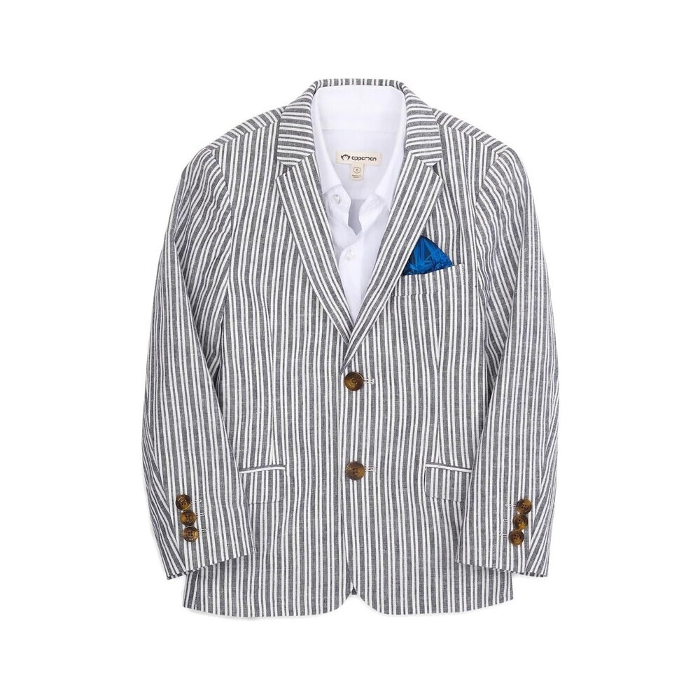 Appaman Sports Blazer Boys 4T Navy Striped Two-Button Jacket Classic RED169